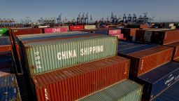 Shipping containers at the Port of Los Angeles in California on April 4.