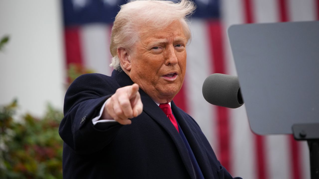 WASHINGTON, DC - APRIL 02: U.S. President Donald Trump gestures while speaking during a “Make America Wealthy Again” trade announcement event in the Rose Garden at the White House on April 2, 2025 in Washington, DC. Touting the event as “Liberation Day”, Trump is expected to announce additional tariffs targeting goods imported to the U.S. (Photo by Andrew Harnik/Getty Images)