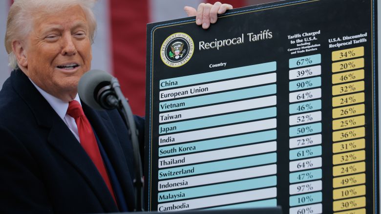 WASHINGTON, DC - APRIL 02: U.S. President Donald Trump speaks during a “Make America Wealthy Again” trade announcement event in the Rose Garden at the White House on April 2, 2025 in Washington, DC. Touting the event as “Liberation Day”, Trump announced additional tariffs targeting goods imported to the U.S. (Photo by Chip Somodevilla/Getty Images)
