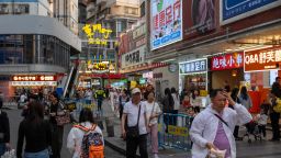 SHENZHEN, CHINA - APRIL 03: Shoppers walk on a street at a shopping district on April 03, 2025 in Shenzhen, China. China is facing unprecedented economic pressure following President Trump's "Liberation Day" announcement, which imposes a 54% tariff on nearly all Chinese imports to the U.S., effectively doubling existing levies. Analysts predict this could shrink Chinese exports to the U.S. by up to 80%, severely impacting key industries such as electronics, textiles, and machinery, while disrupting global supply chains. In response, China has vowed to implement countermeasures, condemning the tariffs as a violation of international trade norms and warning of widespread consequences for the global economy. (Photo by Getty Images/Getty Images)
