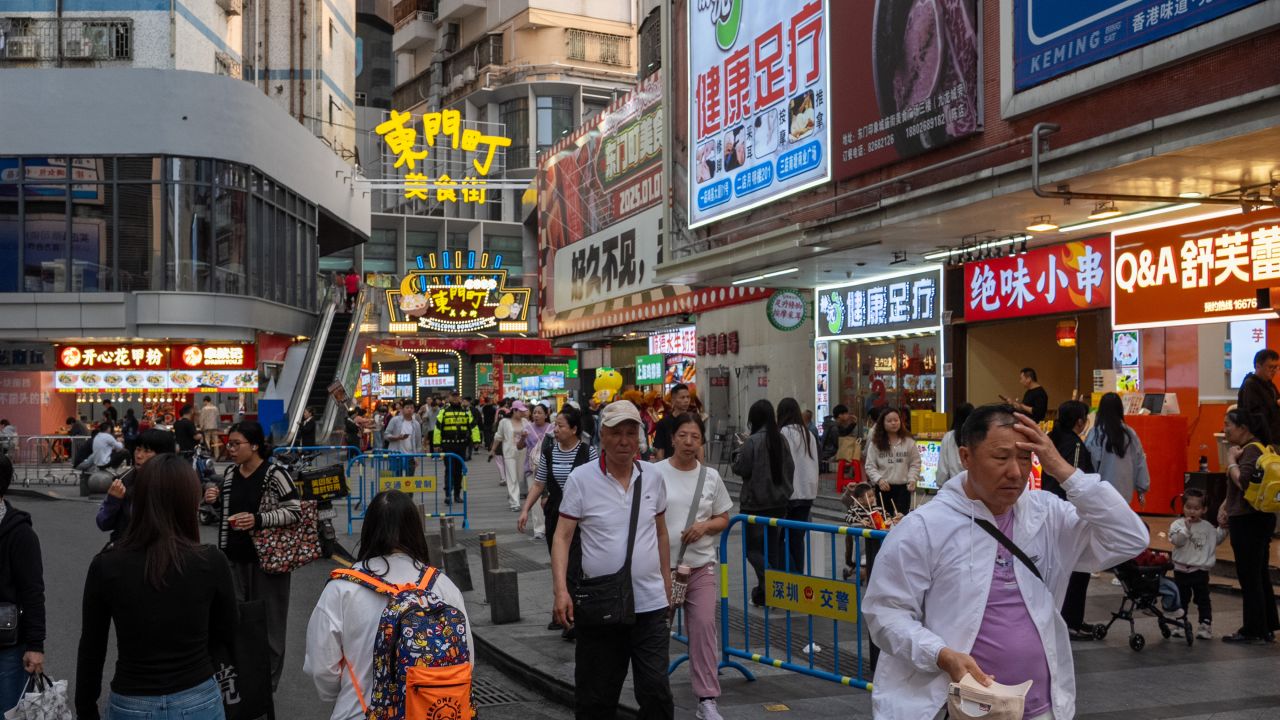SHENZHEN, CHINA - APRIL 03: Shoppers walk on a street at a shopping district on April 03, 2025 in Shenzhen, China. China is facing unprecedented economic pressure following President Trump's "Liberation Day" announcement, which imposes a 54% tariff on nearly all Chinese imports to the U.S., effectively doubling existing levies. Analysts predict this could shrink Chinese exports to the U.S. by up to 80%, severely impacting key industries such as electronics, textiles, and machinery, while disrupting global supply chains. In response, China has vowed to implement countermeasures, condemning the tariffs as a violation of international trade norms and warning of widespread consequences for the global economy. (Photo by Getty Images/Getty Images)