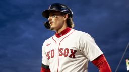 BOSTON, MASSACHUSETTS - APRIL 06: Jarren Duran #16 of the Boston Red Sox walks up to bat during the first inning of game two of a doubleheader against the St. Louis Cardinals on April 6, 2025 at Fenway Park in Boston, Massachusetts. (Photo by Maddie Malhotra/Boston Red Sox/Getty Images)