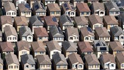 An aerial view of a residential housing development on April 03, 2025 in Los Angeles, California. Across the country, more home purchase deals are falling through than usual.