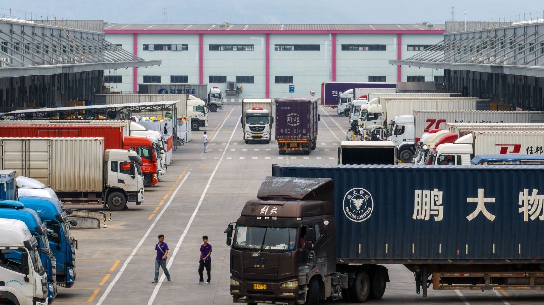Trucks at a Shein logistics center in Zhaoqing, Guangdong Province, China, on April 8.