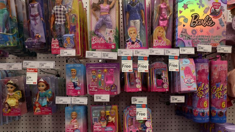 Barbie toy products, made by Mattel, for sale at a store in New York City on April 10.