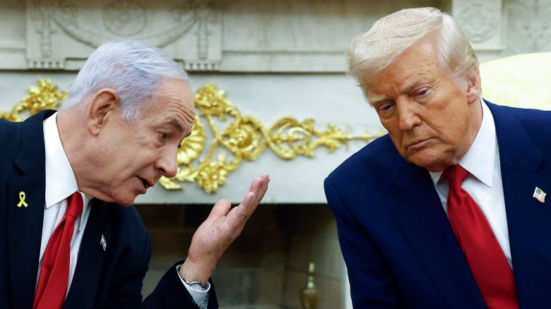 Israeli Prime Minister Benjamin and US President Donald Trump during a meeting in the Oval Office in April.