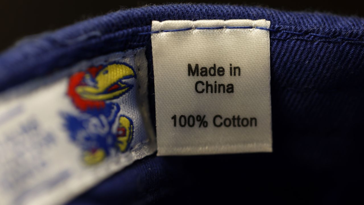 SAN ANSELMO, CALIFORNIA - APRIL 08: In this photo illustration, a "Made in China" label is seen on a baseball hat on April 08, 2025 in San Anselmo, California. U.S. President Donald Trump is escalating a trade war with China by increasing tariffs on all imports to 104% in response to counter-tariffs China announced last week. Prices are expected to rise as reciprocal tariffs imposed by the Trump istration are set to begin on April 9. The tariffs are being applied to imported goods from over 60 countries. (Photo Illustration by Justin Sullivan/Getty Images)