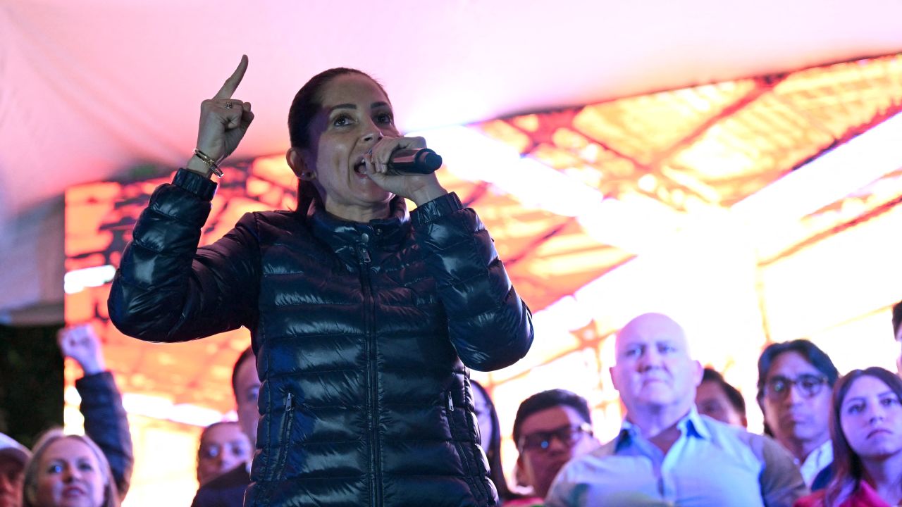 Ecuador's leftist Presidential candidate Luisa Gonzalez speaks to ers after learning the first results of the presidential runoff election in Guayaquil, Ecuador on April 13, 2025. Ecuador's leftist presidential hopeful Luisa Gonzalez has called for a recount of the runoff election, after the official count showed her trailing incumbent Daniel Noboa heavily. (Photo by Luis ACOSTA / AFP) (Photo by LUIS ACOSTA/AFP via Getty Images)          