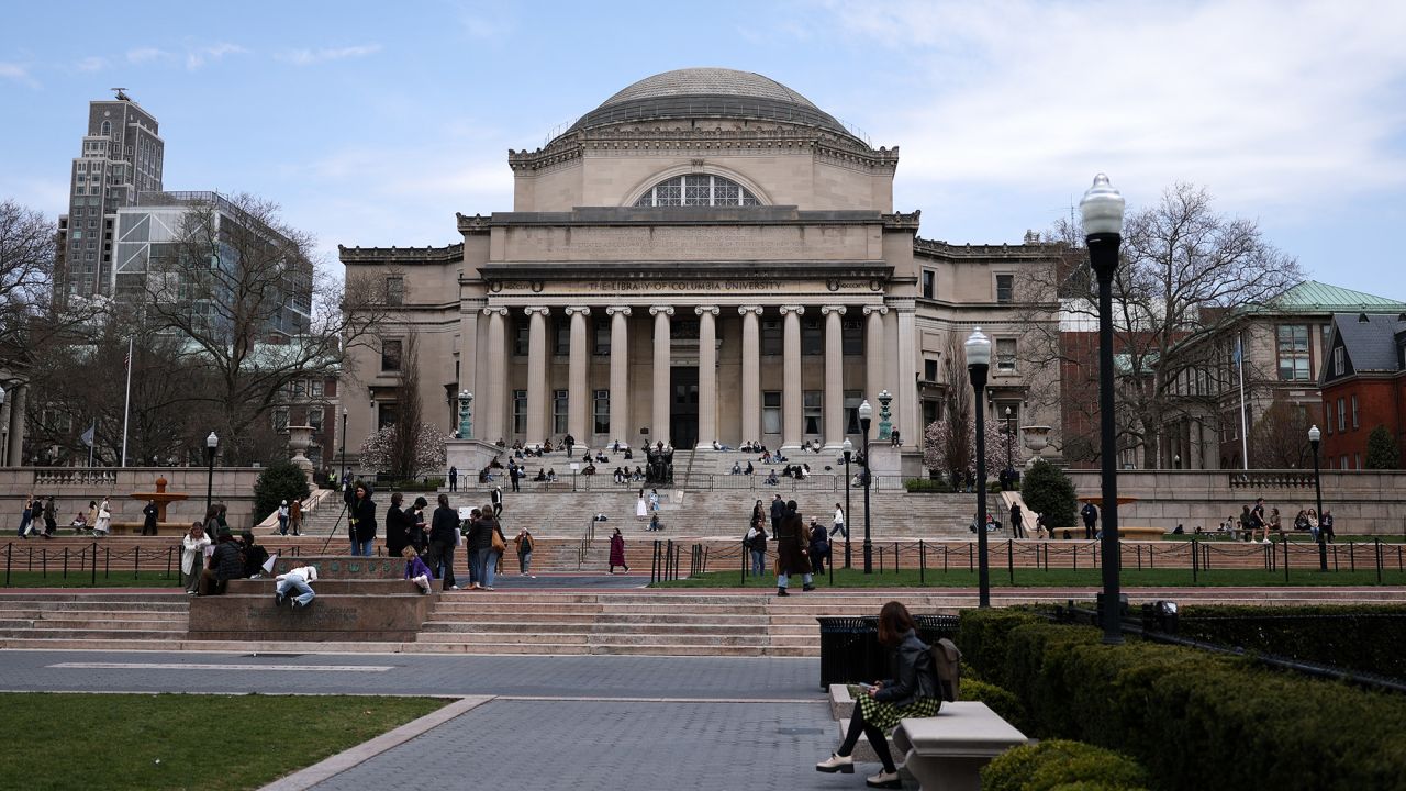 Students are seen on the campus of Columbia University on April 14, 2025, in New York City.