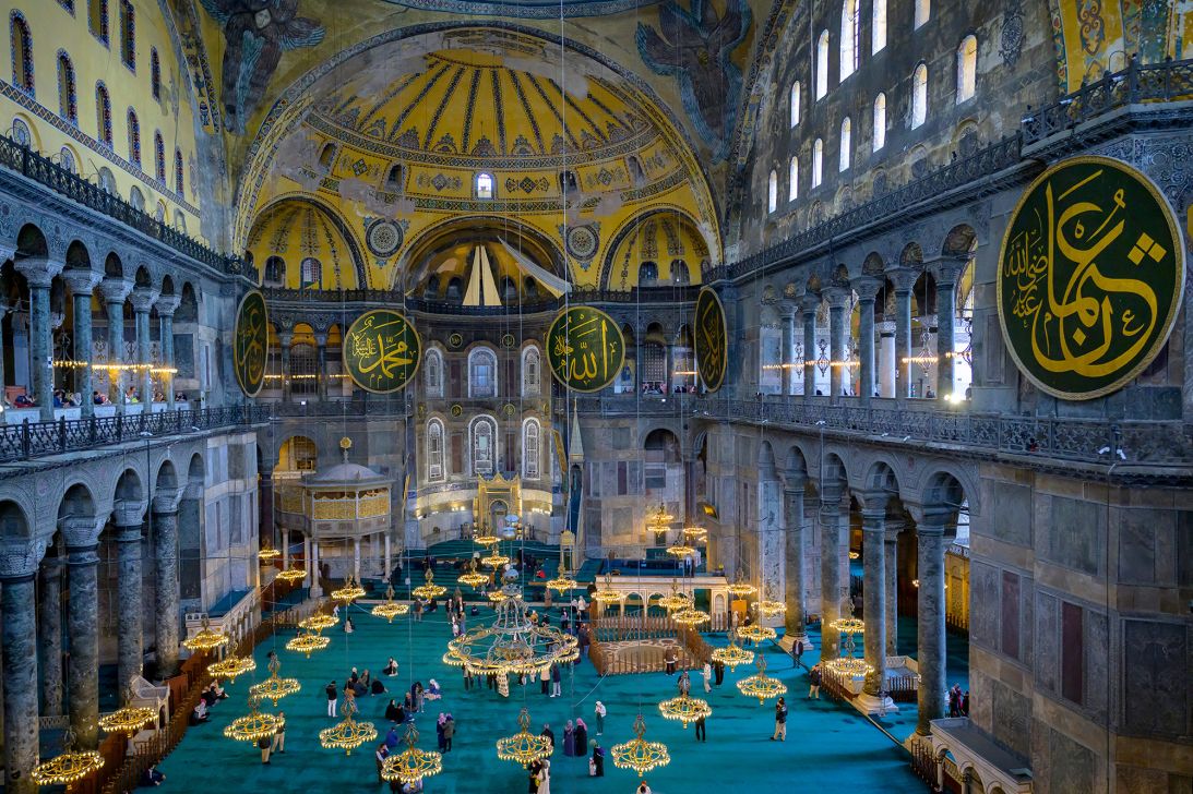 Hagia Sophia was built as a church over a Roman temple, and was subsequently converted into a mosque and then a museum. Since 2020, it has been used as a mosque once more.