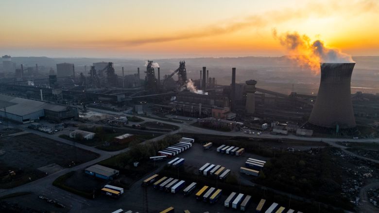 SCUNTHORPE, ENGLAND - APRIL 12: In an aerial view, the British Steel Scunthorpe Site is seen on April 12, 2025 in Scunthorpe, England. Parliamentarians are recalled to the House of Commons for an emergency Saturday session to debate the uncertain future of British Steel amid fears Britain's last operating blast furnace at the Chinese-owned plant in Scunthorpe could close as soon as next month. (Photo by Ryan Jenkinson/Getty Images)