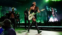 Lady Gaga performs at the Coachella Stage during the 2025 Coachella Valley Music and Arts Festival at Empire Polo Club on April 11, 2025 in Indio, California.
