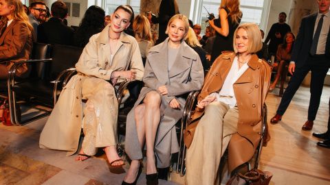 Anne Hathaway, Michelle Williams, Naomi Watts at the Ralph Lauren Fall RTW 2025 fashion show held at the Jack Shainman Gallery on April 17, 2025 in New York, New York. (Photo by Lexie Moreland/WWD via Getty Images)