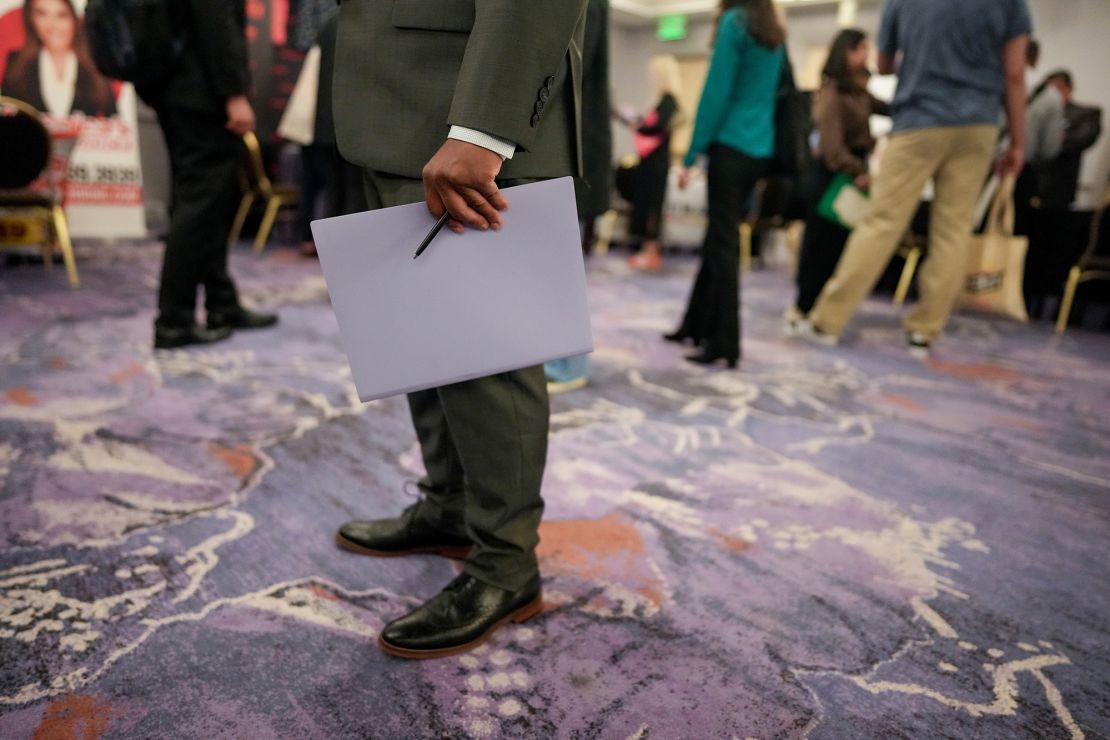 A Diversity Career Group job fair in Los Angeles on April 17, 2025. Worker confidence among Gen Zers in the US recently tumbled to record lows, according to LinkedIn.