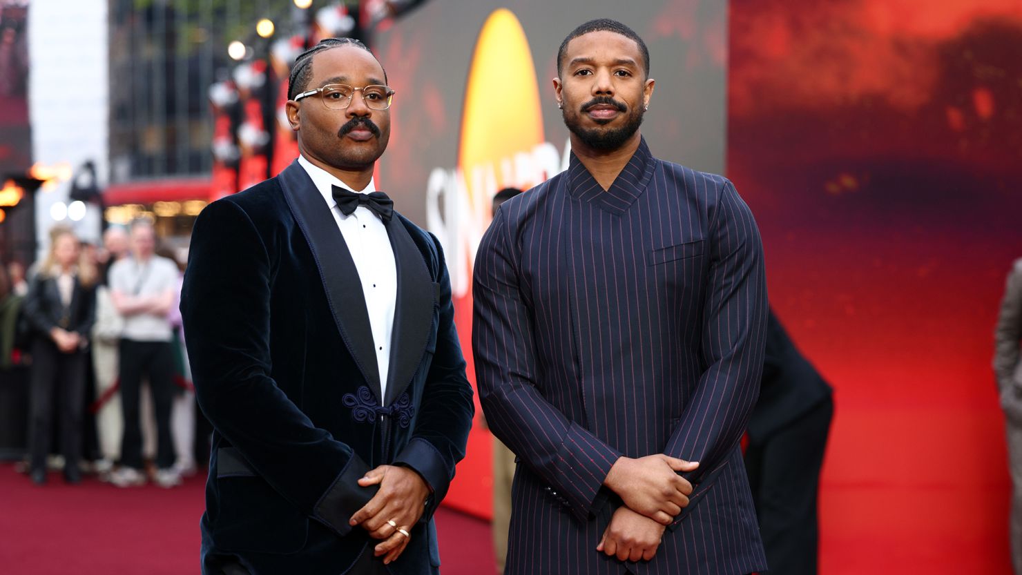 Ryan Coogler and Michael B. Jordan attend the premiere of "Sinners" in London on April. 14.