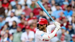 Philadelphia Phillies star Bryce Harper had the gender of his fourth child revealed in the form of a blue baseball bat on Monday.
