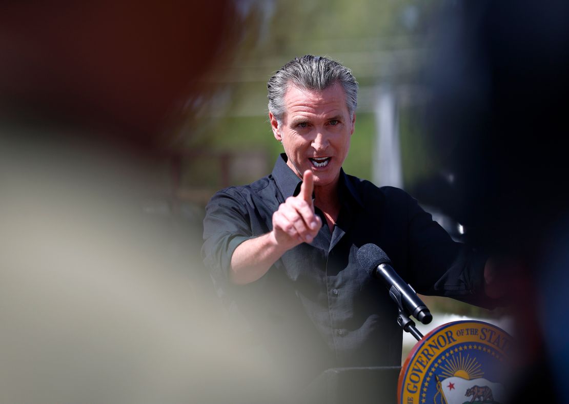 California Gov. Gavin Newsom speaks during a news conference on April 16, 2025.
