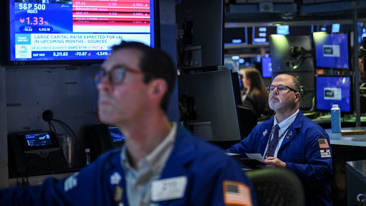 Traders work on the floor of the New York Stock Exchange (NYSE) at the opening bell on April 21, 2025, in New York. Wall Street stocks opened lower Monday amid lingering uncertainty over President Trump's trade policy as markets looked ahead to major earnings later in the week. China on Monday hit out at other countries negotiating trade deals with the United States at Beijing's expense, vowing countermeasures against those who "appease" Washington.
