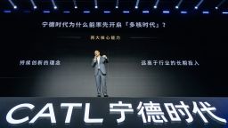 Robin Zeng, founder and chairman of Contemporary Amperex Technology Co Ltd., on stage during the company's Tech Day event in Shanghai, China, on Monday, April 21, 2025.