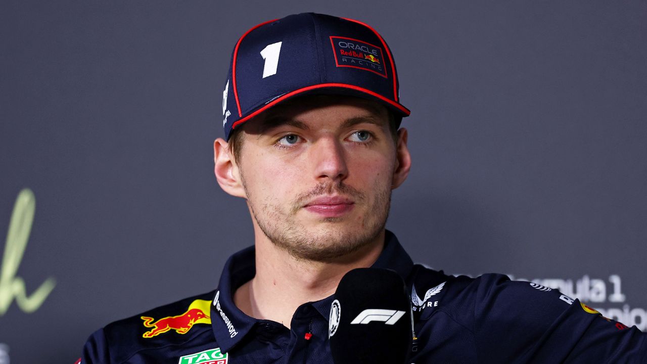 JEDDAH, SAUDI ARABIA - APRIL 17: Max Verstappen of the Netherlands and Oracle Red Bull Racing speaks during the Drivers Press Conference during previews ahead of the F1 Grand Prix of Saudi Arabia at Jeddah Corniche Circuit on April 17, 2025 in Jeddah, Saudi Arabia. (Photo by Clive Rose/Getty Images)