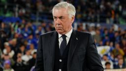 Carlo Ancelotti, Head Coach of Real Madrid looks on during the La Liga EA Sports match between Getafe CF and Real Madrid CF at Coliseum Alfonso Perez on April 23, 2025 in Getafe, Spain. (Photo by Gokhan Taner / Middle East Images / Middle East Images via AFP) (Photo by GOKHAN TANER/Middle East Images/AFP via Getty Images)          