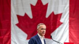 Prime Minister of Canada and Liberal Party Leader Mark Carney delivers a speech to supporters during a rally on April 23, 2025 in Surrey, Canada.