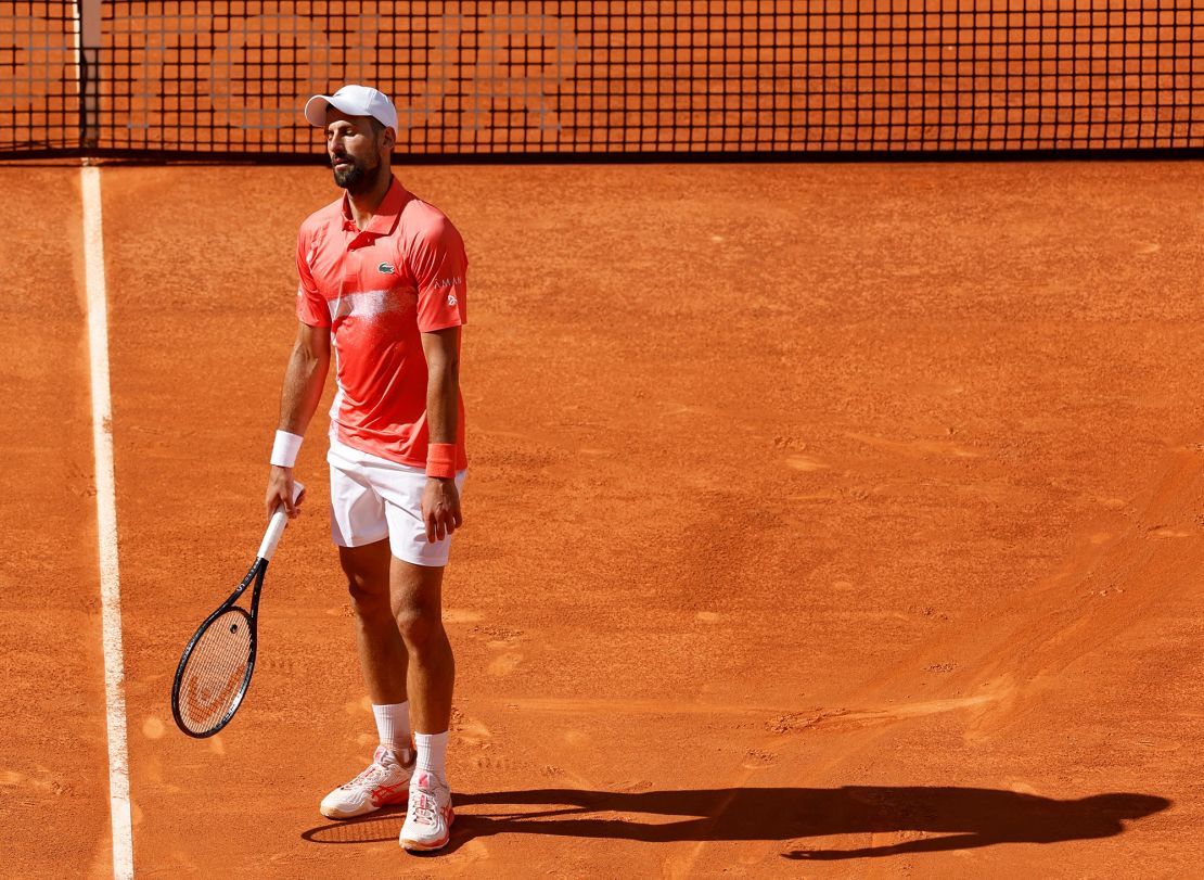 Djokovic during his defeat to Matteo Arnaldi at the Madrid Open on April 26.