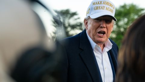US President Donald Trump speaks to the press after arriving on the South Lawn of the White House in Washington, DC, on April 27, 2025. Trump is returning to Washington after attending the funeral of Pope Francis and spending part of the weekend at his Bedminster resort. (Photo by Annabelle GORDON / AFP) (Photo by ANNABELLE GORDON/AFP via Getty Images)
