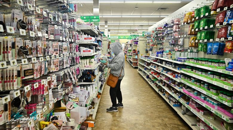 A woman shop for items at a Dollar Tree store on April 28 in Alhambra, California.