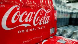 Cases of Coca-Cola soda are displayed at a Costco Wholesale store in San Diego, California on April 27, 2025.