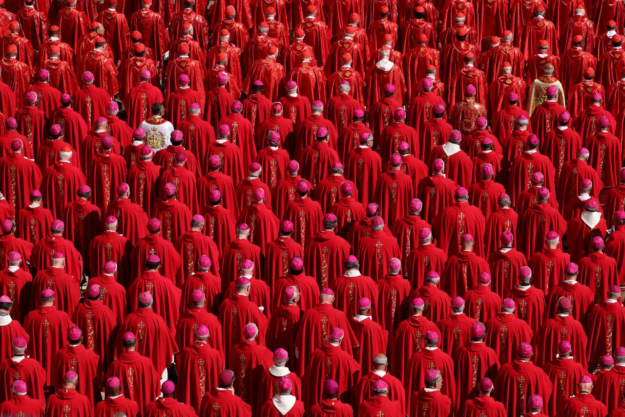 Cardinals attend the funeral of Pope Francis in St. Peter’s Square on April 26, 2025 in Vatican City, Vatican.