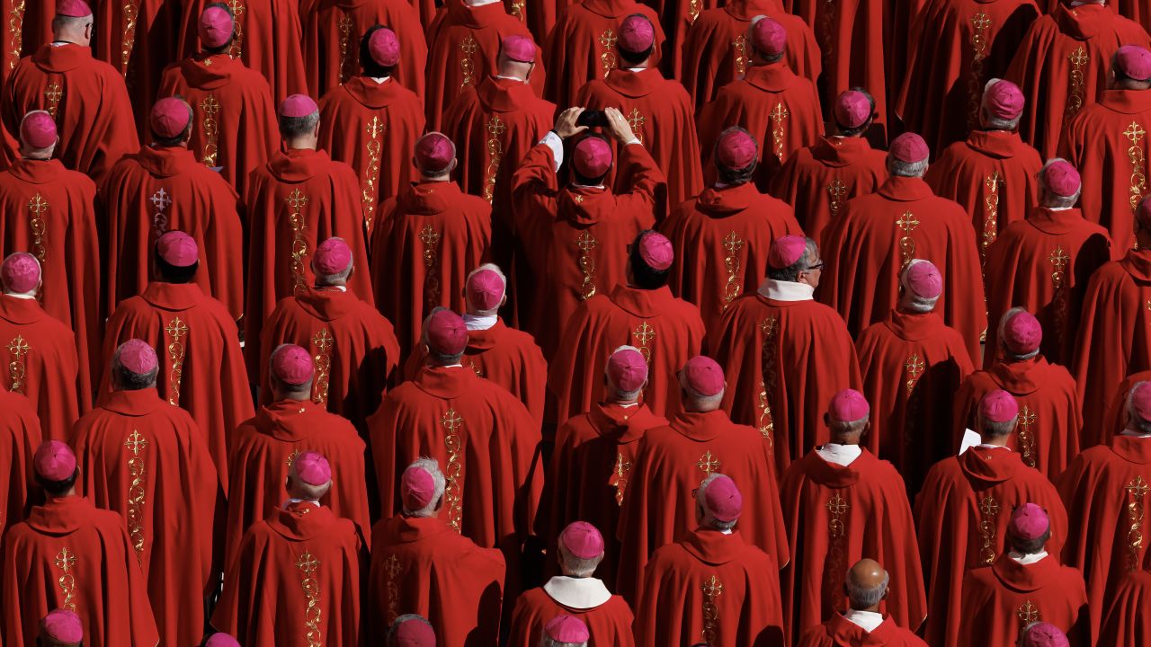 VATICAN CITY, VATICAN - APRIL 26: Cardinals attend the funeral of Pope Francis in St. Peter’s Square on April 26, 2025 in Vatican City, Vatican. Pope Francis died on April 21st at the age of 88. Born in Argentina as Jorge Mario Bergoglio, he was the first Latin American and the first Jesuit to become Pope when elected in 2013. Taking the name Francis after St Francis of Assisi, he promoted a more humble version of the papacy than many of his predecessors. He will be buried outside of the Vatican in a simple wooden coffin at the Basilica Santa Maria Maggiore. (Photo by Dan Kitwood/Getty Images)