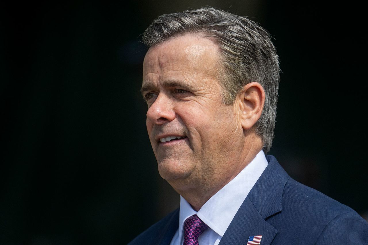 CIA Director John Ratcliffe speaks to the press outside at the White House in Washington DC, on April 30, 2025.