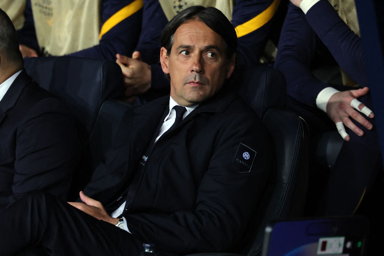 Inter manager Simone Inzaghi on the <em>Nerazzurri</em> bench.