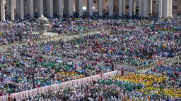 VATICAN CITY, VATICAN - APRIL 27: Youth groups and people attend the Holy Mass on Divine Mercy in St Peter's Square, on the second day of mourning for Pope Francis on April 27, 2025 in Rome, Italy. Funeral rites for the late Pope Francis are held for nine days after his burial as he is mourned and celebrated by the faithful. The congregation was made up of tens of thousands of youths taking part in the Catholic jubilee year. During this time, the Vatican prepares for the process to elect a new Pope, known as the Conclave, which must begin within 15 to 20 days of the Pope's death. (Photo by Christopher Furlong/Getty Images)