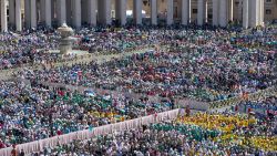 VATICAN CITY, VATICAN - APRIL 27: Youth groups and people attend the Holy Mass on Divine Mercy in St Peter's Square, on the second day of mourning for Pope Francis on April 27, 2025 in Rome, Italy. Funeral rites for the late Pope Francis are held for nine days after his burial as he is mourned and celebrated by the faithful. The congregation was made up of tens of thousands of youths taking part in the Catholic jubilee year. During this time, the Vatican prepares for the process to elect a new Pope, known as the Conclave, which must begin within 15 to 20 days of the Pope's death. (Photo by Christopher Furlong/Getty Images)
