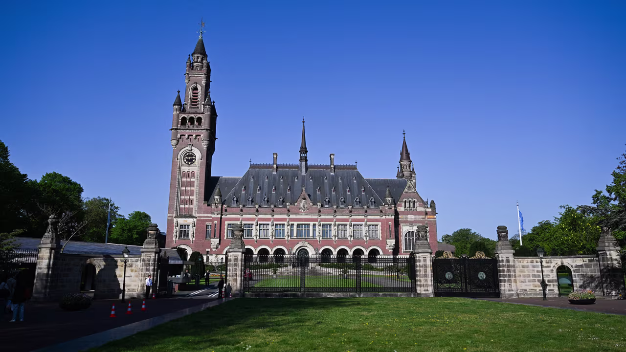 A view of the Peace Palace, home to the International Court of Justice, in The Hague, Netherlands, in May.
