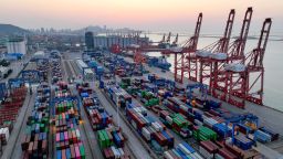 Containers are seen at the port in Lianyungang, in China's eastern Jiangsu province on May 1.