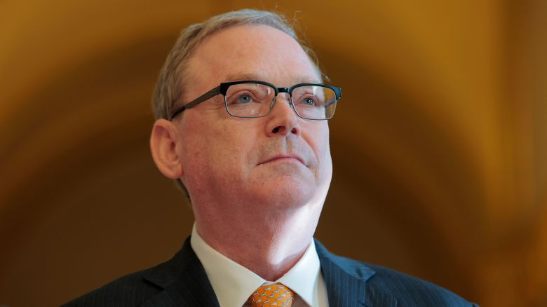 WASHINGTON, DC - APRIL 28: National Economic Council Director Kevin Hassett speaks to reporters after attending a meeting at the U.S. Capitol Building on April 28, 2025 in Washington, DC. Treasury Secretary Scott Bessent and Hassett met with Senate and House leadership and Republican reconciliation negotiators. (Photo by Anna Moneymaker/Getty Images)
