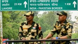 Indian Border Security Force (BSF) personnel stand guard near the India-Pakistan Wagah border post, about 35kms from Amritsar on May 4, 2025. Nuclear-armed rivals India and Pakistan have exchanged gunfire for ten consecutive nights across their heavily militarised de facto border in the contested Kashmir region since an April 22 attack on civilians that New Delhi blames on Pakistan, claims Islamabad denies. (Photo by Narinder NANU / AFP) (Photo by NARINDER NANU/AFP via Getty Images)          