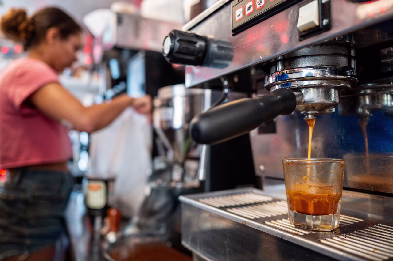 A barista prepares espresso at a coffee shop in Austin, Texas, on May 2.