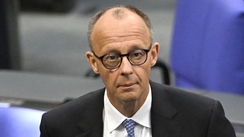 Designated German Chancellor Friedrich Merz reacts to the result of the first round of vote at a session at the Bundestag (lower house of parliament) where the parliament is to elect the Germany's next Chancellor, in Berlin on May 6, 2025. Merz fails to reach majority in first parliament vote. (Photo by RALF HIRSCHBERGER / AFP) (Photo by RALF HIRSCHBERGER/AFP via Getty Images)