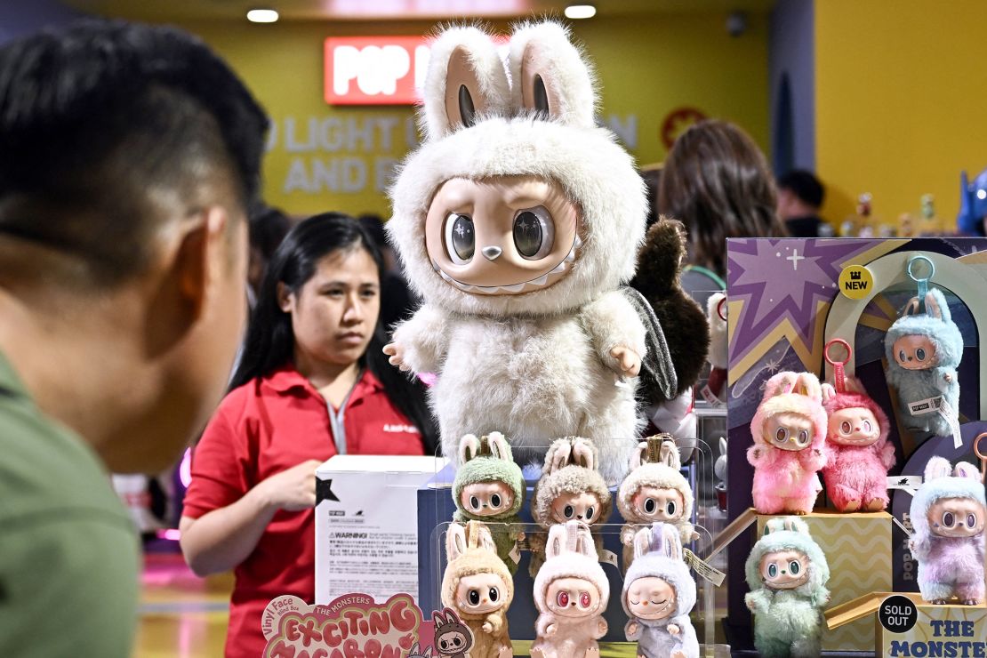 Labubu toys at a Pop Mart pop-up store in Siam Center shopping mall in Bangkok, seen on May 6, 2025.