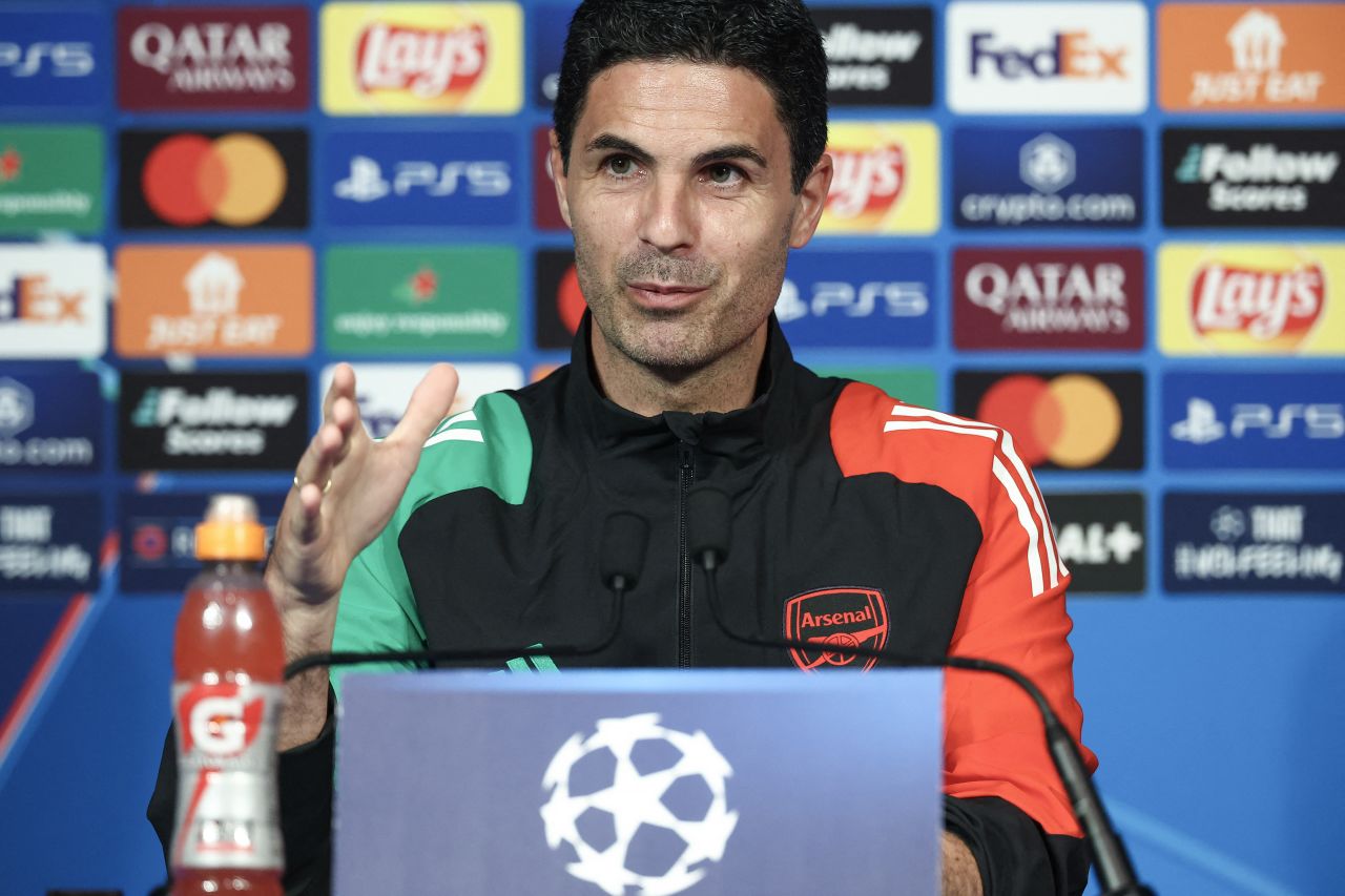 Arsenal manager Mikel Arteta speaks to the media on Tuesday.