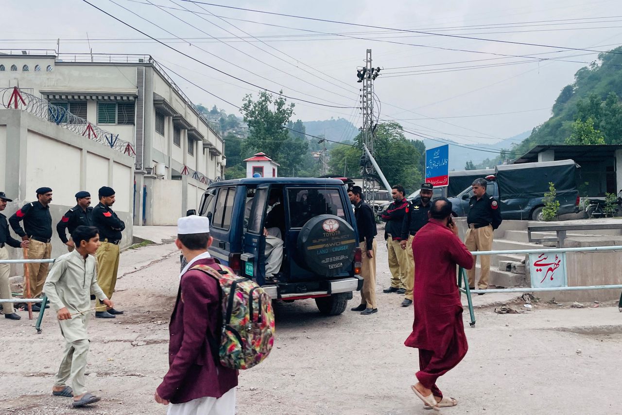 Security personnel cordon off a street near the site of a strike in Muzaffarabad, Pakistan-administered Kashmir, on Wednesday.