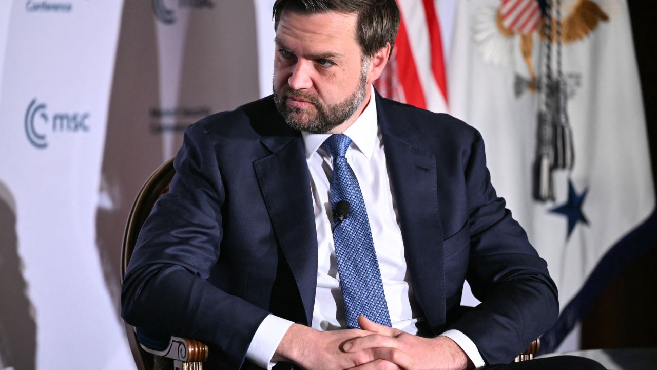 US Vice President JD Vance looks on during a discussion at the Munich Leaders meeting hosted by the Munich Security Conference at the Willard Hotel in Washington, DC, May 7, 2025. (Photo by Mandel NGAN / AFP) (Photo by MANDEL NGAN/AFP via Getty Images)          