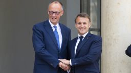 BERLIN, GERMANY - MAY 07: PARIS, FRANCE - MAY 07: Friedrich Merz (CDU), German Chancellor, is received by Emmanuel Macron, President of France, in Paris on his first trip abroad on May 07, 2025 in Berlin, Germany. (Photo by Thomas Imo/Photothek for the German Federal Foreign Office via Getty Images)