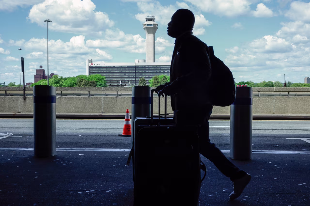 The FAA air traffic control tower is seen at Newark Liberty International Airport in New Jersey on May 7.