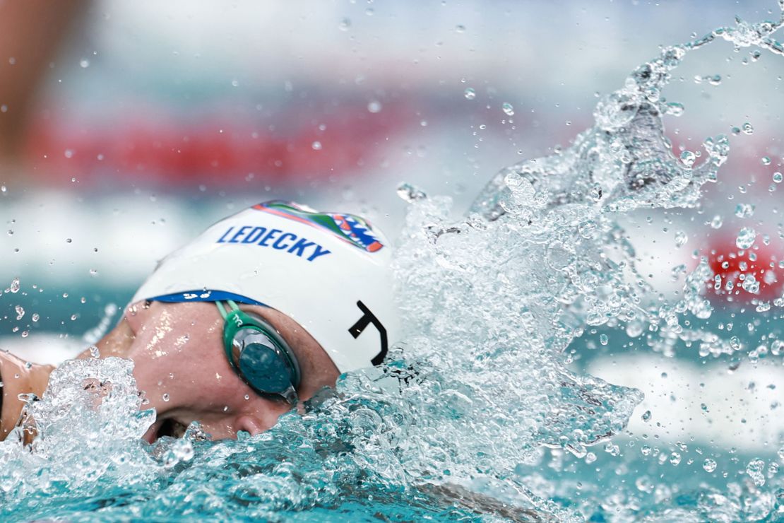 Katie Ledecky broke the world record she set at the 2016 Rio Olympics.
