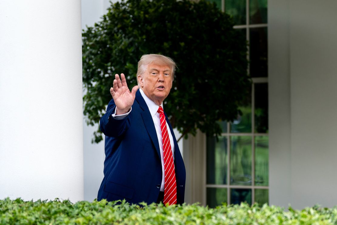 President Donald Trump outside the White House in Washington, DC, on Thursday, May 8, 2025.
